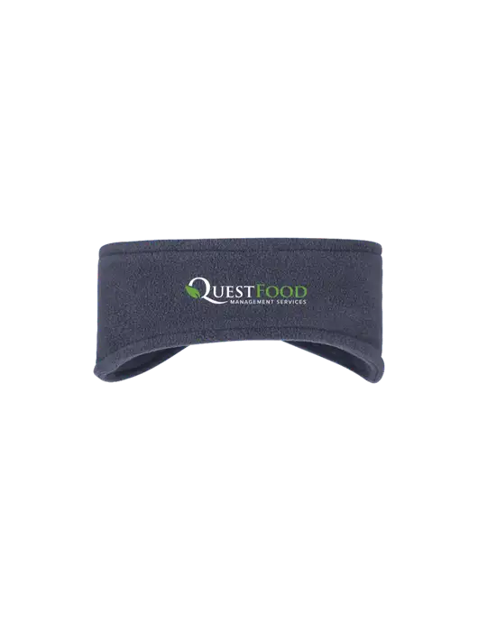 Navy Stretch Fleece Headband w/Quest Food Logo