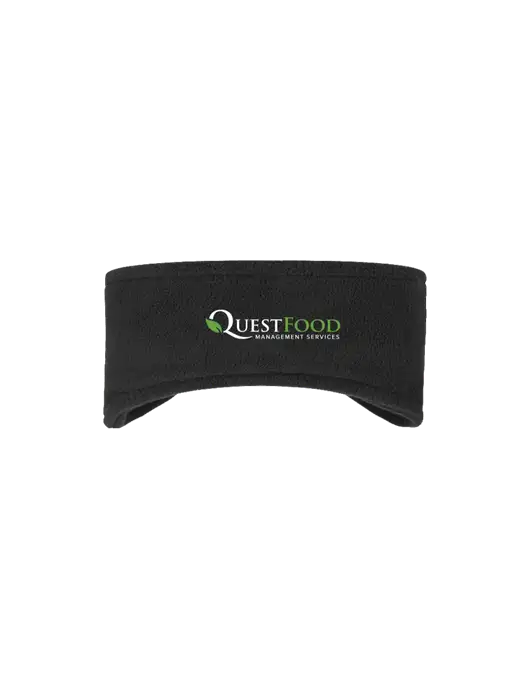 Black Stretch Fleece Headband w/Quest Food Logo