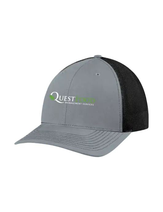 Richardson Adjustable Snapback Original 112 Trucker Cap Heather Grey w/Black Mesh w/Quest Food Logo