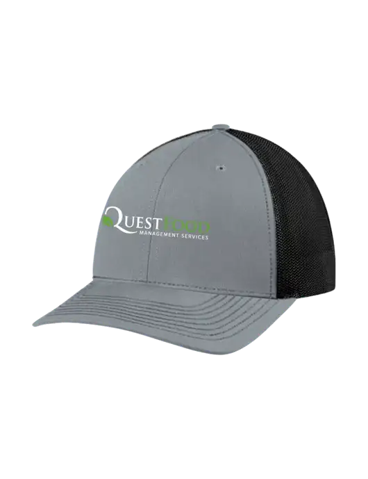 Richardson Adjustable Snapback Original 112 Trucker Cap Heather Grey w/Black Mesh w/Quest Food Logo