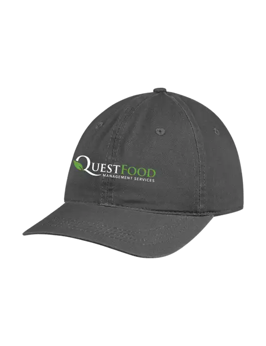 Garment Washed Unstructured Twill Charcoal Cap w/Quest Food Logo