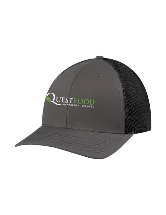 Richardson Adjustable Snapback Original 112 Trucker Cap Dark Grey w/Black Mesh w/Quest Food Logo