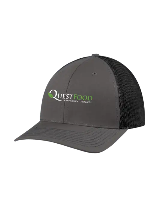 Richardson Adjustable Snapback Original 112 Trucker Cap Dark Grey w/Black Mesh w/Quest Food Logo