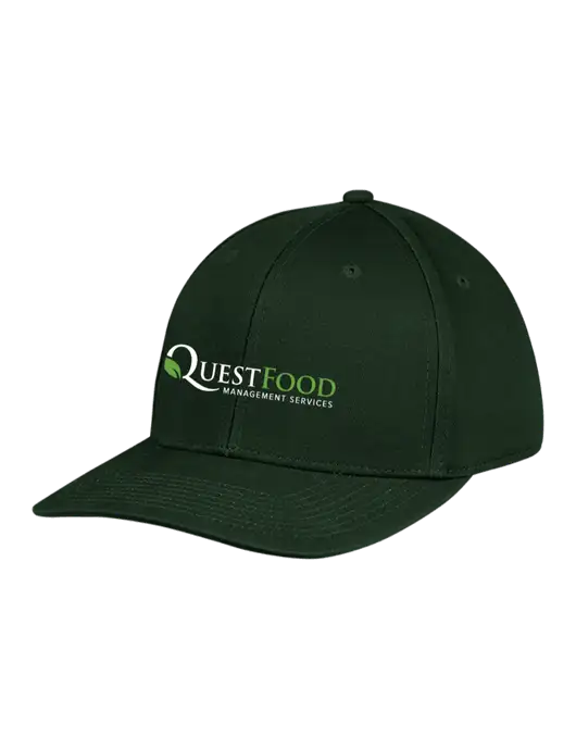 Premium Modern Structured Twill Dark Green Snapback Cap w/Quest Food Logo