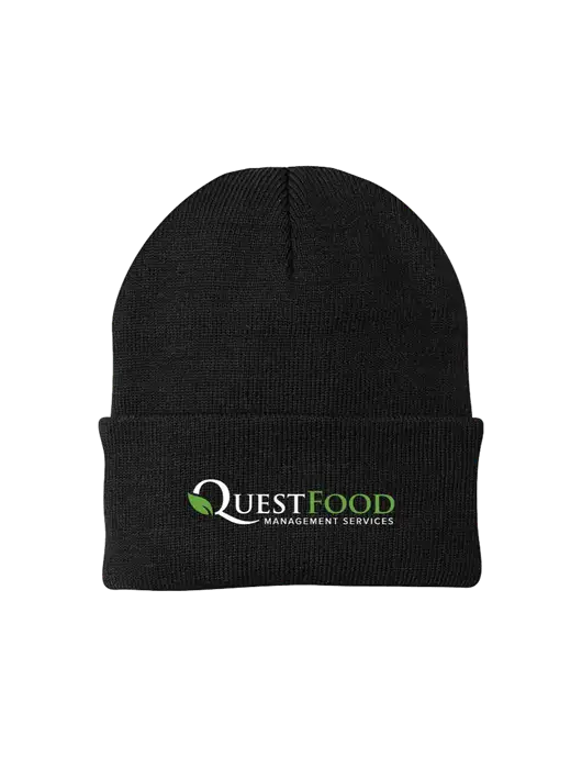 Black Knit Cap w/Quest Food Logo