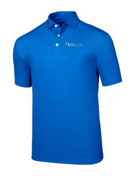Callaway Birdseye Dark Carolina Blue Polo w/Quest Food Logo