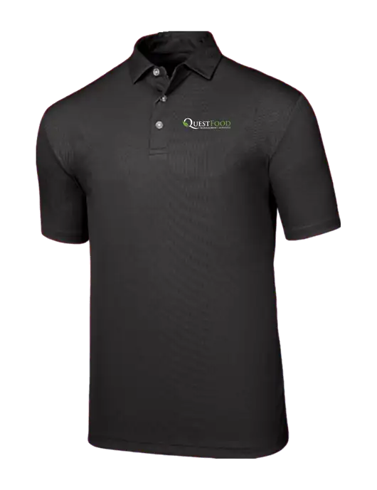 Callaway Birdseye Black Polo w/Quest Food Logo