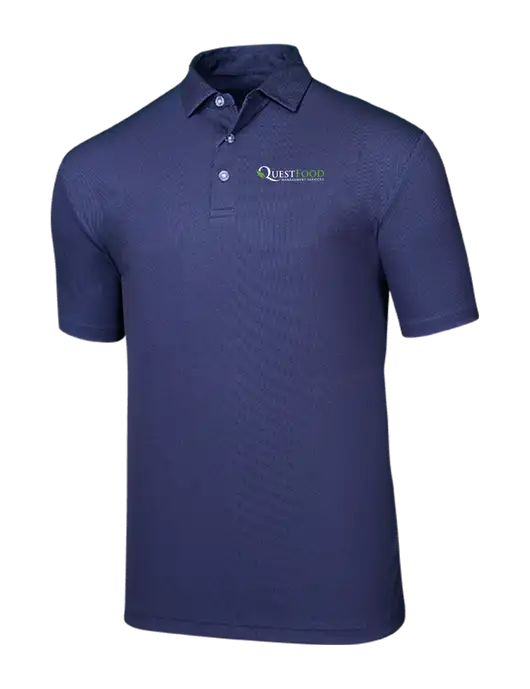 Callaway Birdseye Navy Polo w/Quest Food Logo