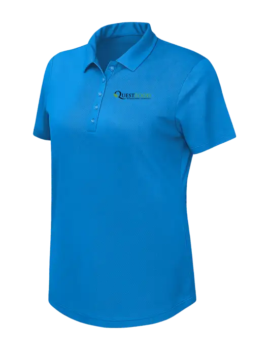 Callaway Womens Birdseye Dark Carolina Blue Polo w/Quest Food Logo