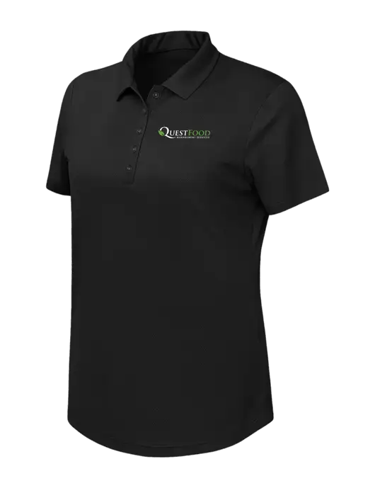 Callaway Womens Birdseye Black Polo w/Quest Food Logo