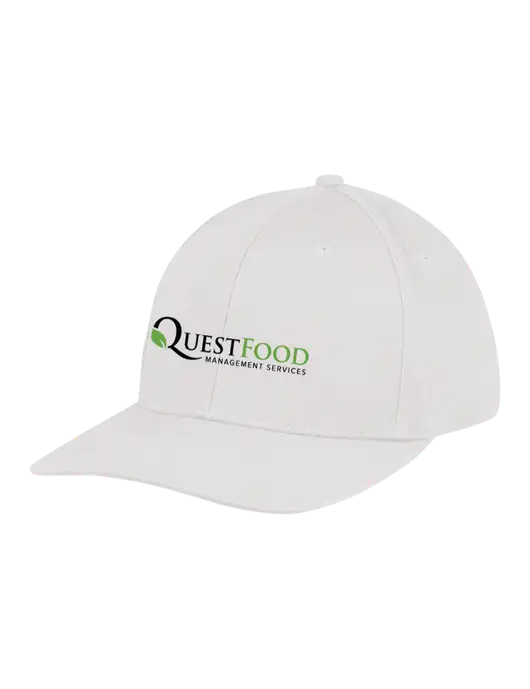 Premium Modern Structured Twill White Snapback Cap w/Quest Food Logo