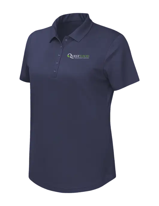 Callaway Womens Birdseye Navy Polo w/Quest Food Logo