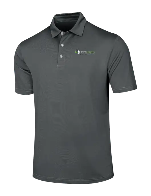 Callaway Black Fine Line Stripe Polo w/Quest Food Logo
