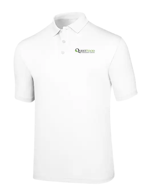 Callaway Opti-Dri White Chev Polo w/Quest Food Logo