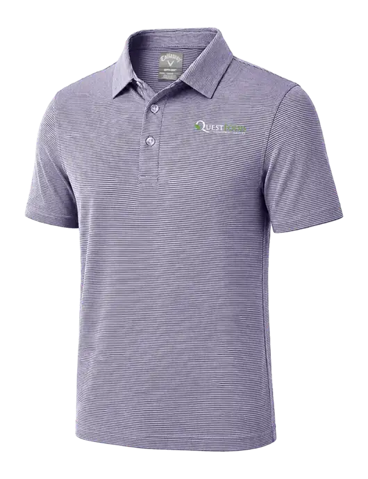 Callaway Navy Fine Line Stripe Polo w/Quest Food Logo