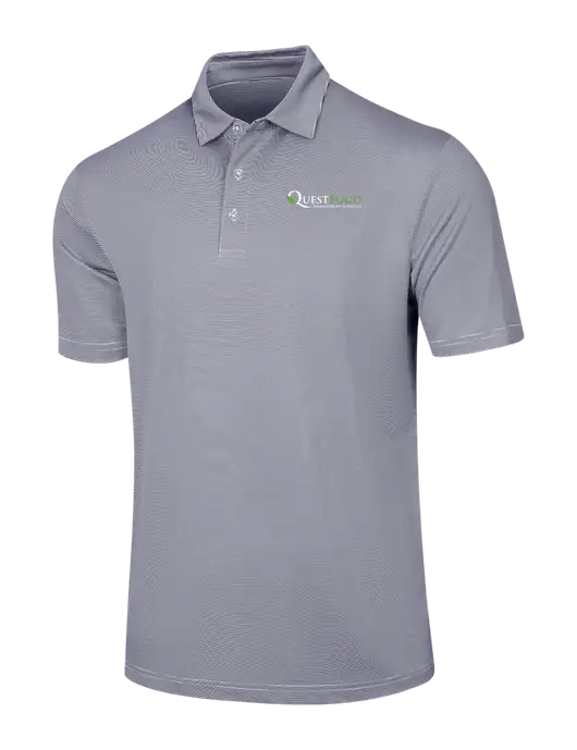 Callaway Navy Fine Line Stripe Polo w/Quest Food Logo