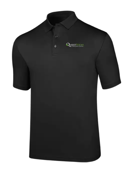 Callaway Opti-Dri Black Chev Polo w/Quest Food Logo