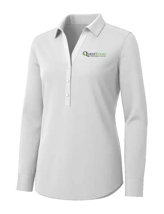 Womens White City Stretch Shirt w/Quest Food Logo