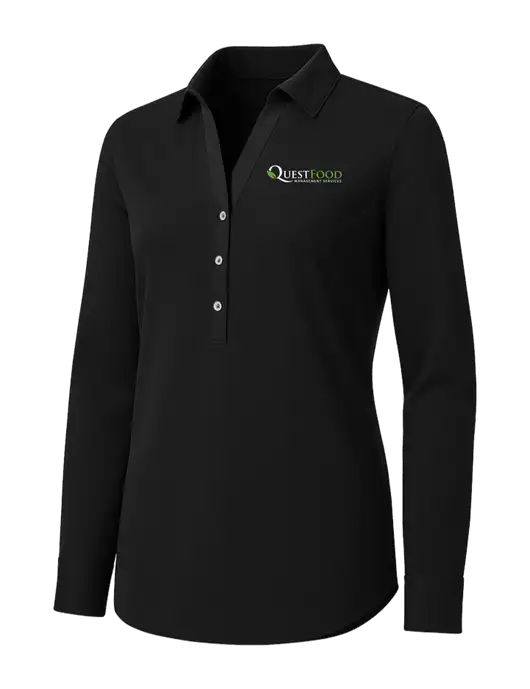 Womens Black City Stretch Shirt w/Quest Food Logo