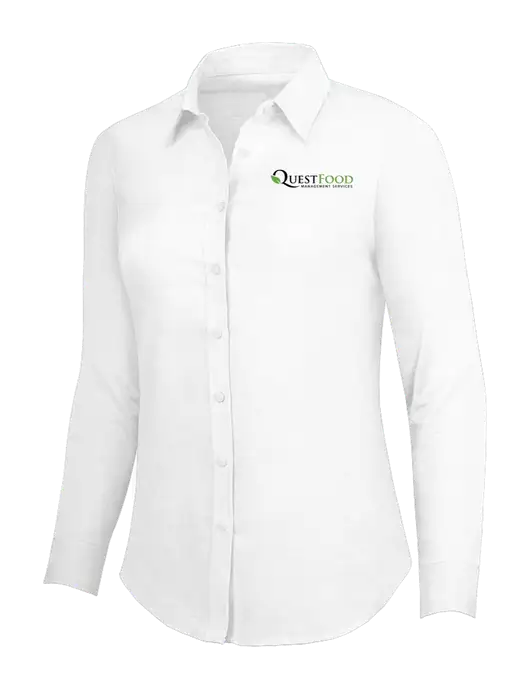 White Womens SuperPro Oxford Shirt w/Quest Food Logo