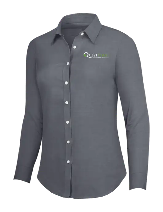 Dark Grey Womens SuperPro Oxford Shirt w/Quest Food Logo