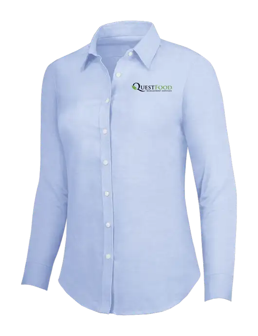 Light Blue Womens SuperPro Oxford Shirt w/Quest Food Logo