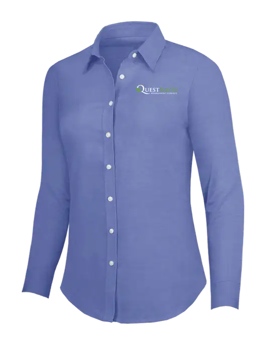 Navy Womens SuperPro Oxford Shirt w/Quest Food Logo