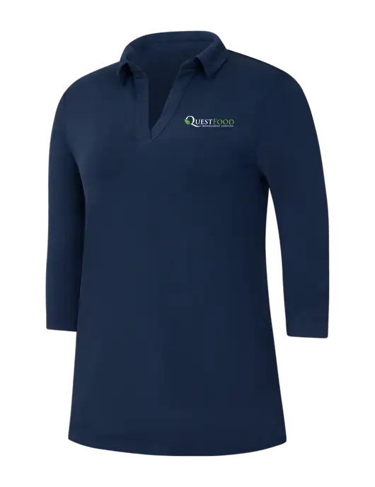 Navy Womens Luxe Knit Tunic w/Quest Food Logo