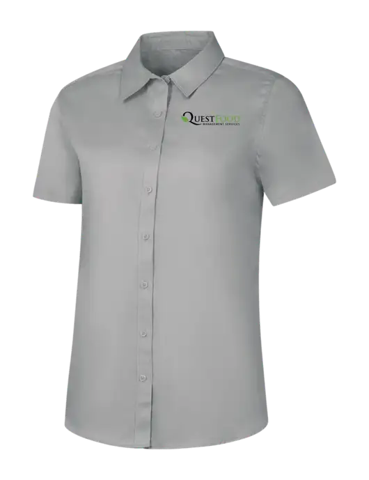 Womens Light Grey Short Sleeve Superpro React Twill Shirt w/Quest Food Logo