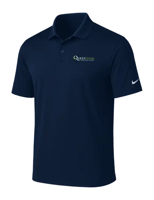 NIKE Navy Victory Solid Polo w/Quest Food Logo