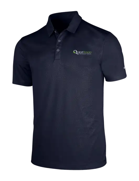 NIKE Dark Navy Dri-Fit Embossed Tri-Blade Polo w/Quest Food Logo