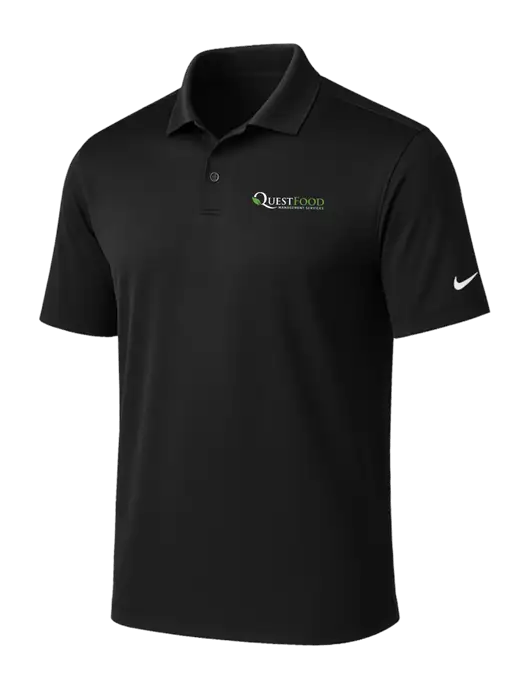 NIKE Black Victory Solid Polo w/Quest Food Logo