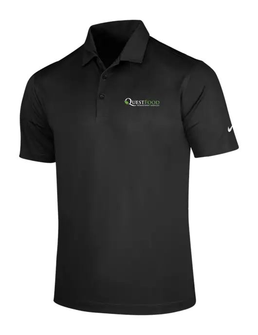 NIKE Black Dri-Fit Vertical Mesh Polo w/Quest Food Logo