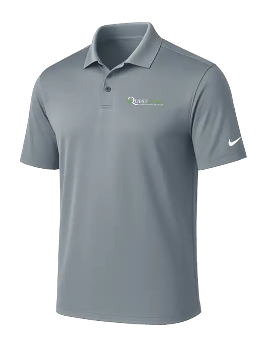 NIKE Medium Grey Victory Solid Polo w/Quest Food Logo