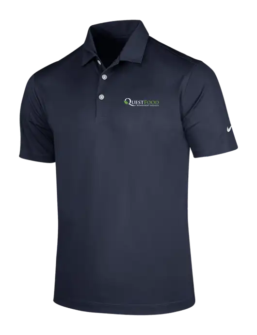 NIKE Dark Navy Dri-Fit Vertical Mesh Polo w/Quest Food Logo