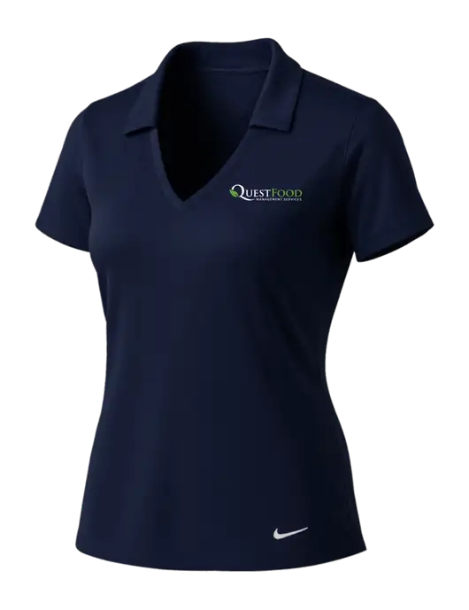 NIKE Dark Navy Womens Dri-Fit Vertical Mesh Polo w/Quest Food Logo