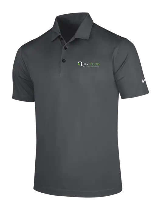 NIKE Dark Grey Dri-Fit Vertical Mesh Polo w/Quest Food Logo