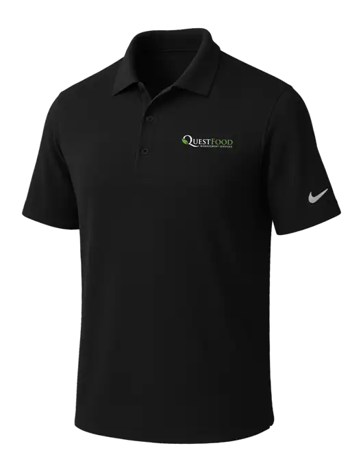 NIKE Black Dri-Fit Micro Pique Polo w/Quest Food Logo
