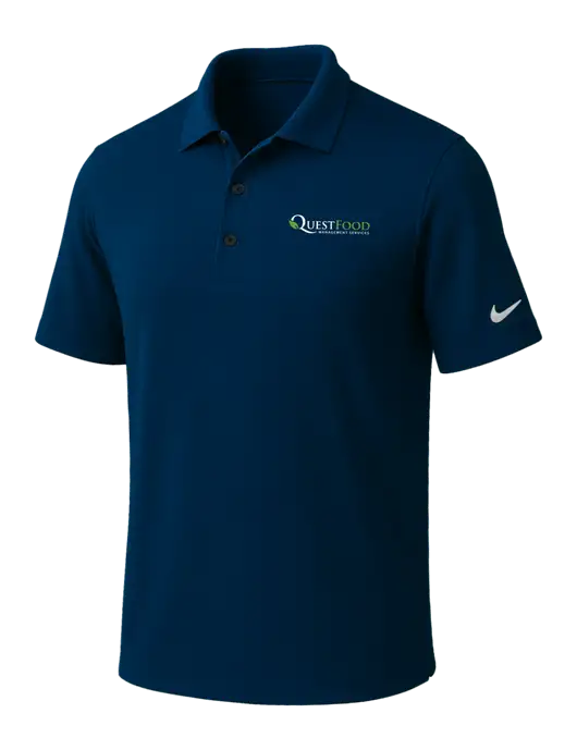 NIKE Navy Dri-Fit Micro Pique Polo w/Quest Food Logo
