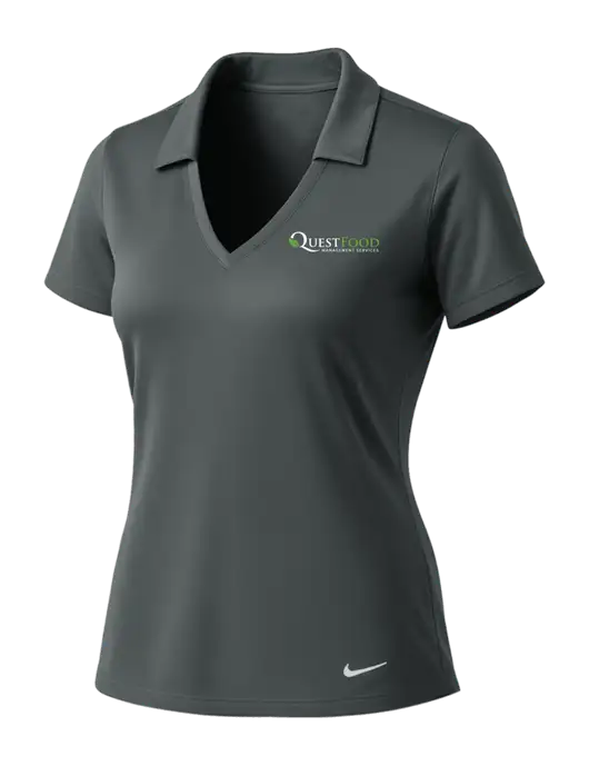 NIKE Dark Grey Womens Dri-Fit Vertical Mesh Polo w/Quest Food Logo