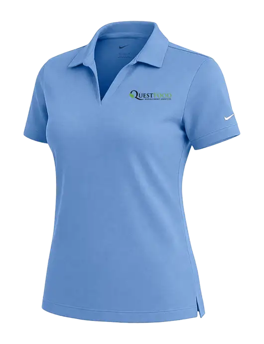 NIKE Carolina Blue Womens Dri-Fit Micro Pique Polo w/Quest Food Logo