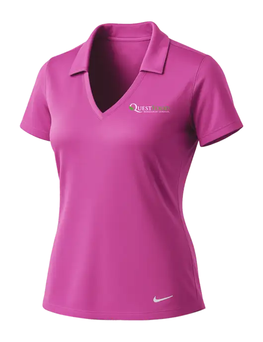 NIKE Pink Fire Womens Dri-Fit Vertical Mesh Polo w/Quest Food Logo