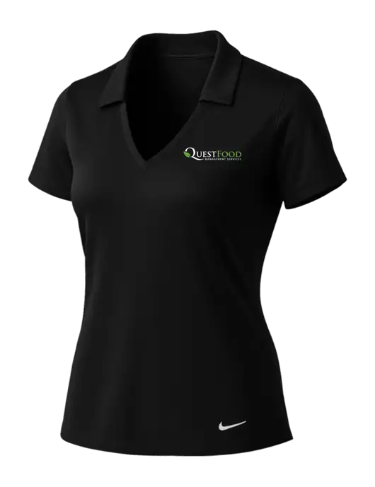 NIKE Black Womens Dri-Fit Vertical Mesh Polo w/Quest Food Logo