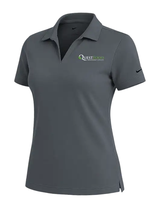 NIKE Dark Grey Womens Dri-Fit Micro Pique Polo w/Quest Food Logo