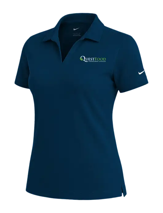 NIKE Navy Womens Dri-Fit Micro Pique Polo w/Quest Food Logo