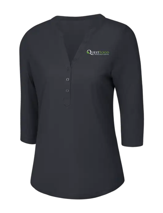 OGIO Charcoal Grey Jewel Henley w/Quest Food Logo