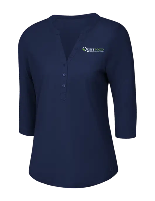 OGIO Navy Jewel Henley w/Quest Food Logo