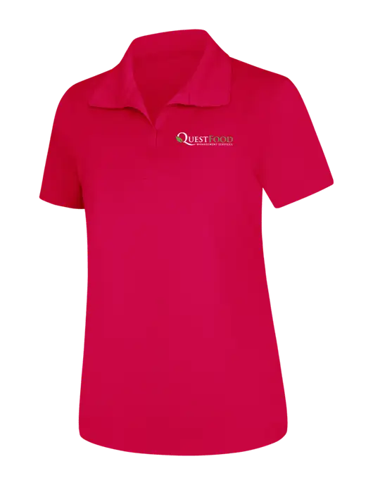 Womens Pink Raspberry Micropique Sport-Wick Polo w/Quest Food Logo