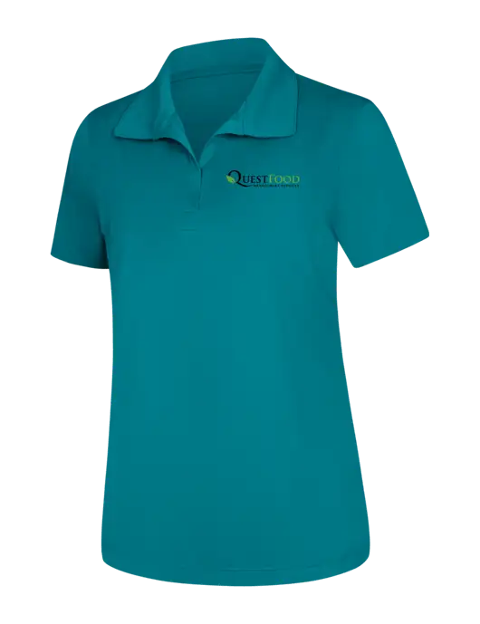 Womens Dark Sapphire Micropique Sport-Wick Polo w/Quest Food Logo