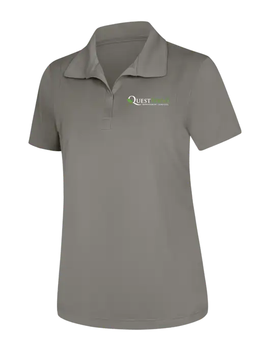 Womens Medium Grey Micropique Sport-Wick Polo w/Quest Food Logo